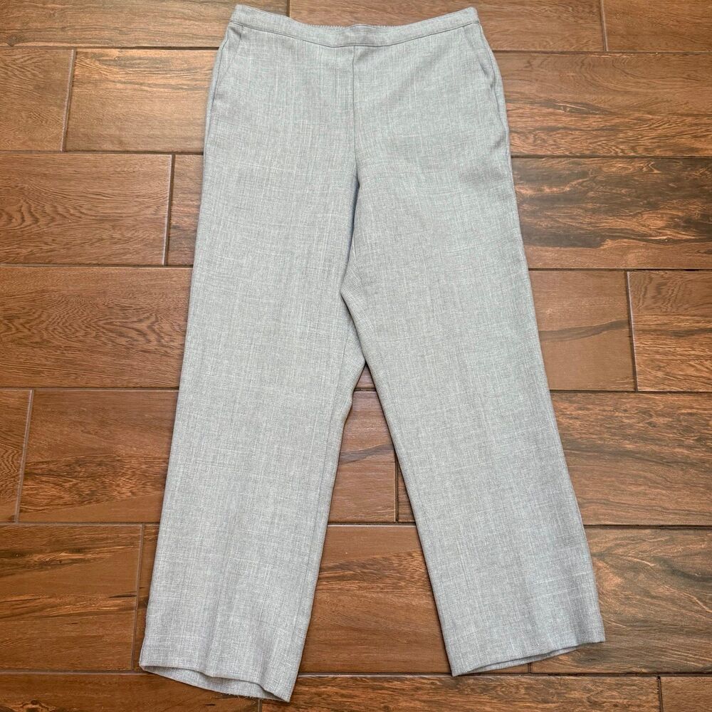 Alfred Dunner Light Gray Pull On Pants Elastic Waist Careerwear Flat Front Sz 10
